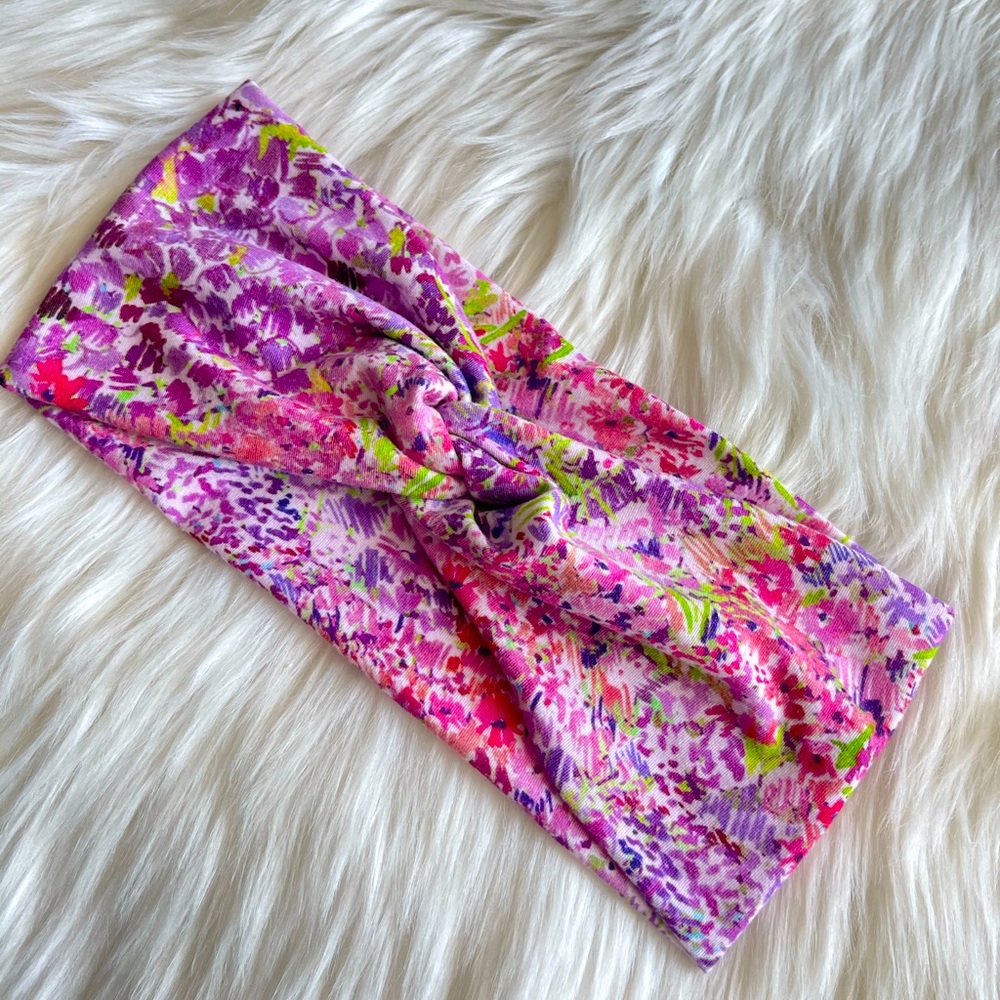 Purple & Pink Floral Print Twisted Headband